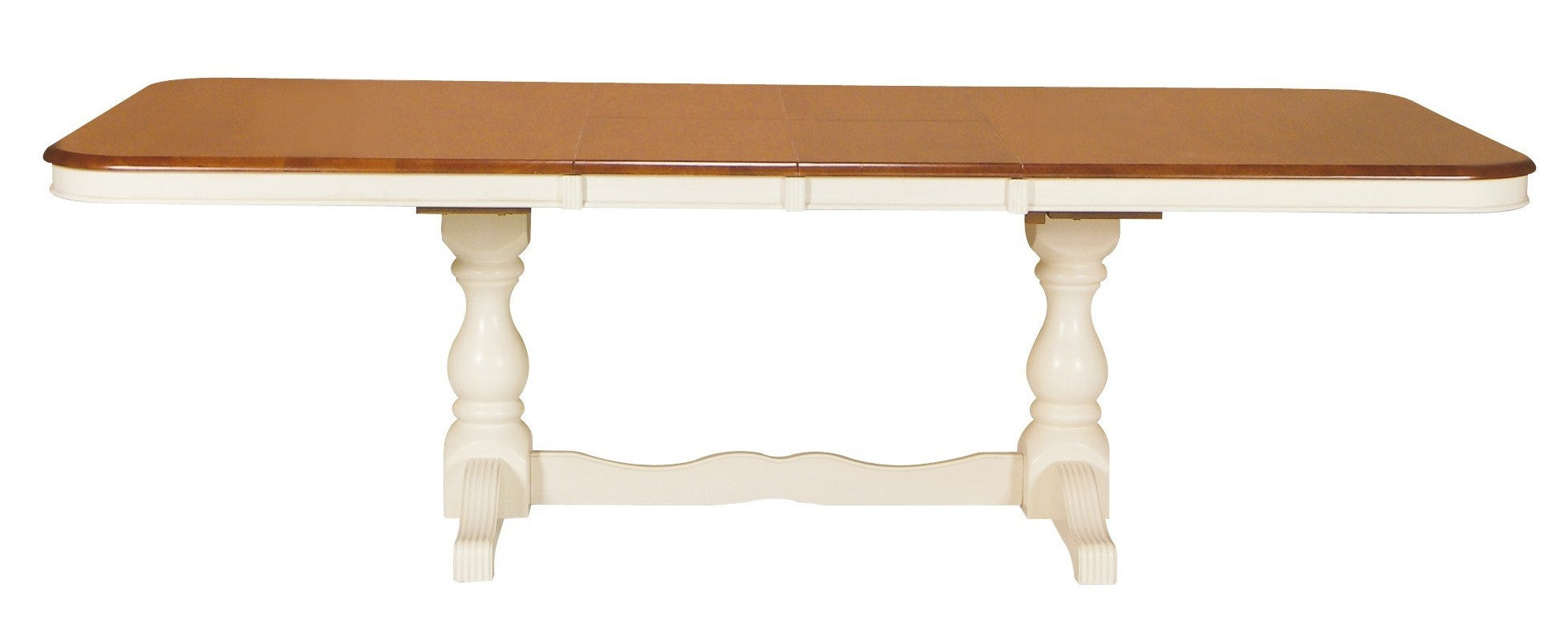 [42x68-82-96 Inch] Butterfly Pedestal Tables - Heritage Oak & Pearl White